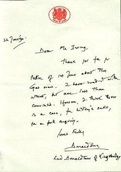 Facsimile of letter