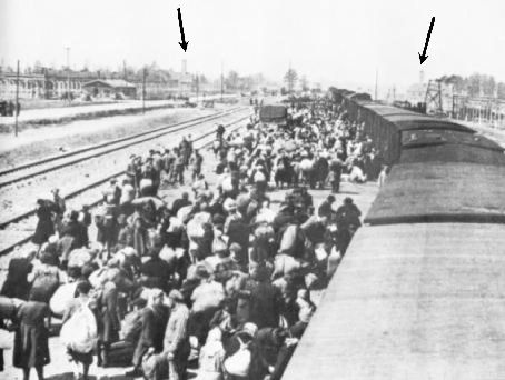 Hungarian Jews(?) arrive at Auschwitz