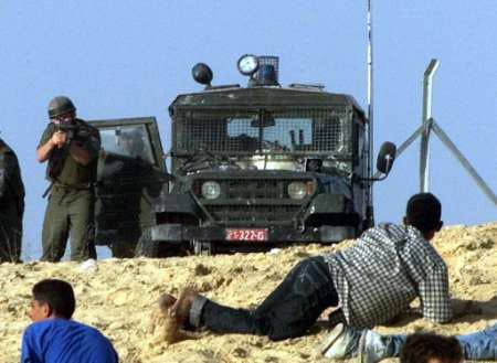Israeli troops shooting Palestinians