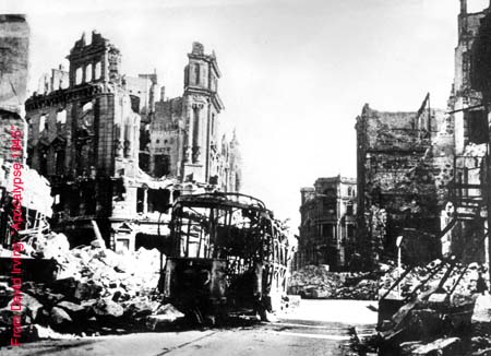 Dresden city street after air raid