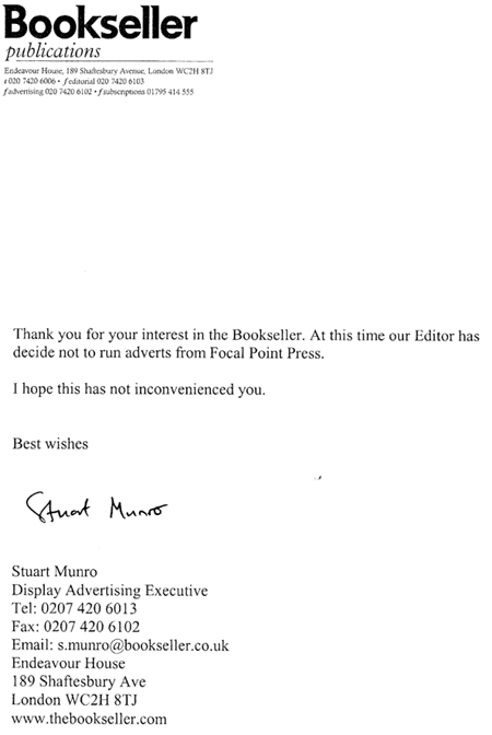 Bookseller Letter facsimile