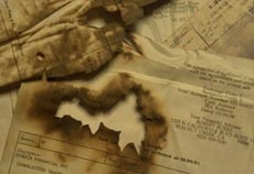 charred papers