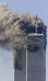 WTC towers burn